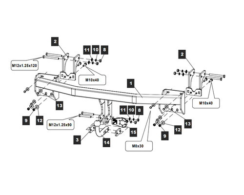 Фаркоп Baltex для Mitsubishi Outlander (Mk.III) 2012-2022 Шар А