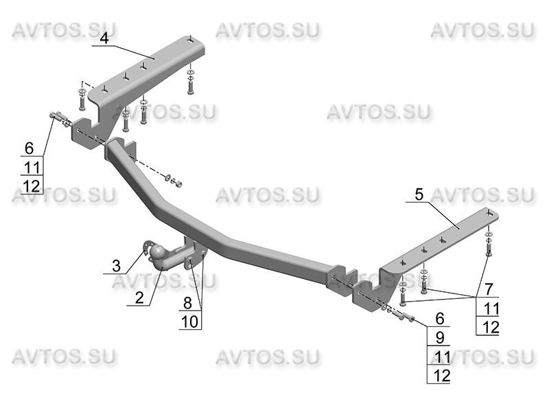 Фаркоп AvtoS для Toyota RAV4, без электрики фото 2