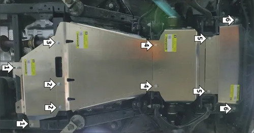 Защита алюминиевая Мотодор усиленная для радиатора, картера, ПД, КПП, РК Ford F-Series F-150 XIV 2021-2022