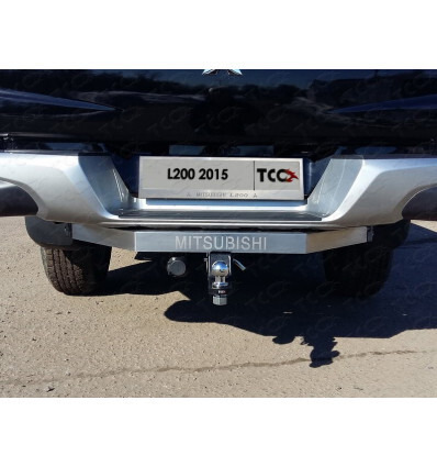 Фаркоп оцинкованный ТСС с накладкой с надписью Mitsubishi для Mitsubishi L200 KL1T (Mk.V) (с бампером) 2015-2023 шар Е фото 7
