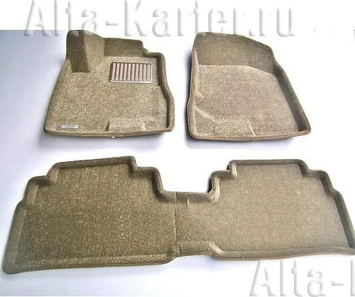 Коврики текстильные Euromat 3D Lux для салона Toyota Land Cruiser 200 2007-2022 БЕЖЕВЫЕ