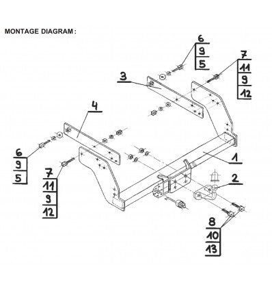 Фаркоп Steinhof для Nissan NP300 D22 (Mk.I) 2WD/4WD (трубчатый бампер) 2008-2013 / Nissan Pickup D22 (Mk.I) 2WD/4WD (трубчатый бампер) 2000-2005 Шар F